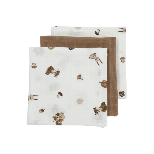 Hydrofiele doek Forest Animals Toffee (70x70) (3pack)