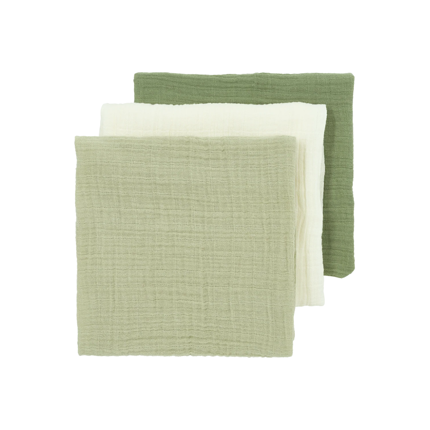 Hydrofiele doek pre-washed Natural/Soft Olive/Olive Green (70x70) (3pack)
