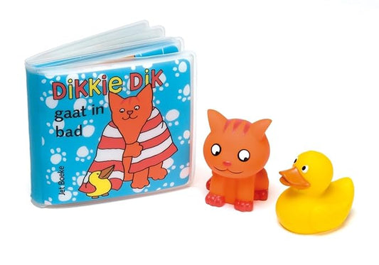 Badboekje Dikkie Dik gaat in bad met 2 waterspuiters