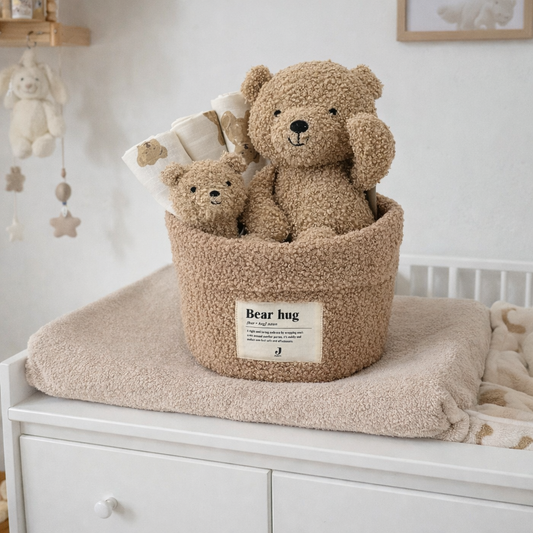 Kraamcadeau uni Teddy Bear (Biscuit) met commodemandje