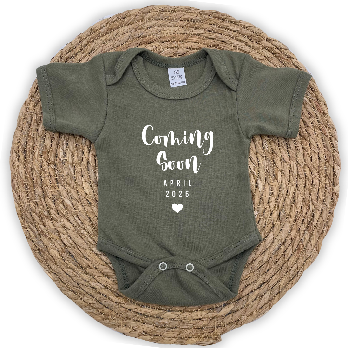 Zwangerschapsaankondiging "COMING SOON" rompertje (met datum)