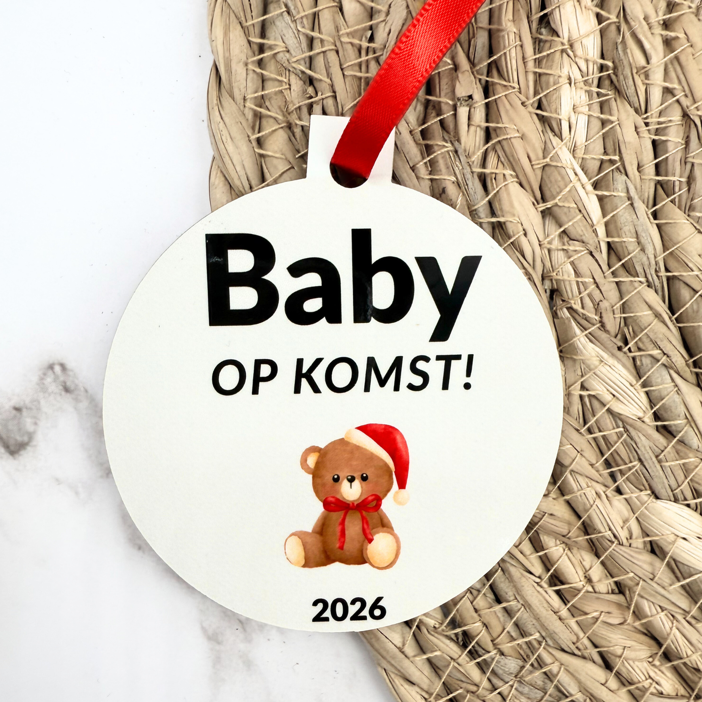 Baby op komst 2026 kersthanger