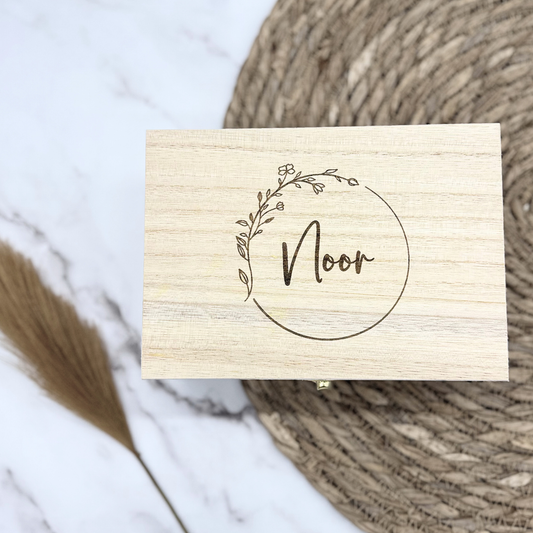 Baby bewaarkistje gepersonaliseerd met naam