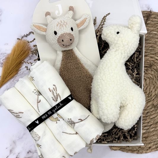 Kraamcadeau uni Lama met speendoekje
