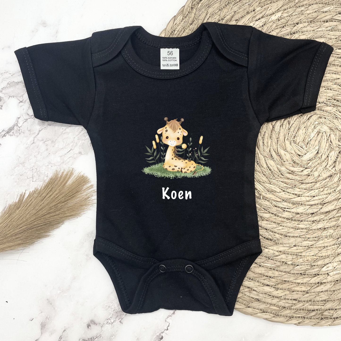 Gepersonaliseerd baby rompertje Giraffe