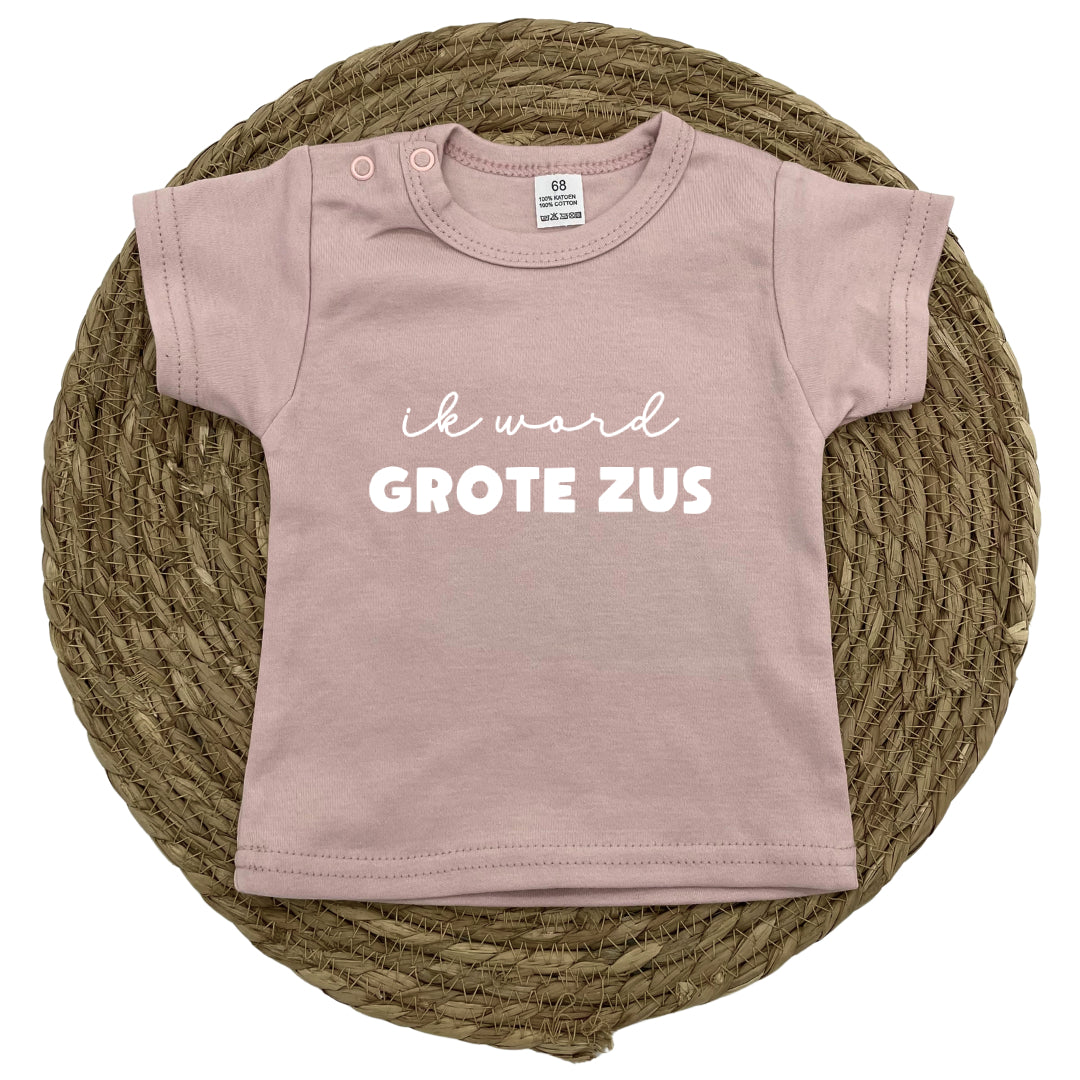Ik word grote zus t-shirt zwangerschapsaankondiging Kleine Dino