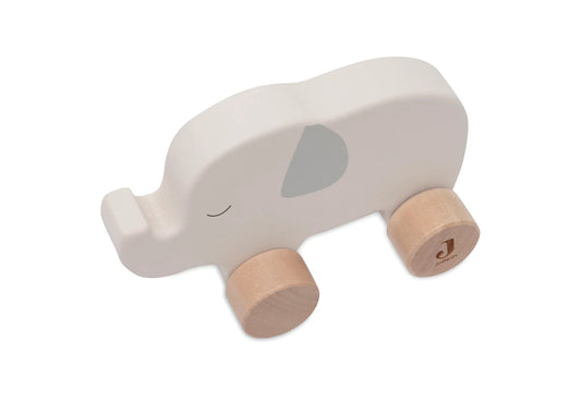 Houten olifant op wielen