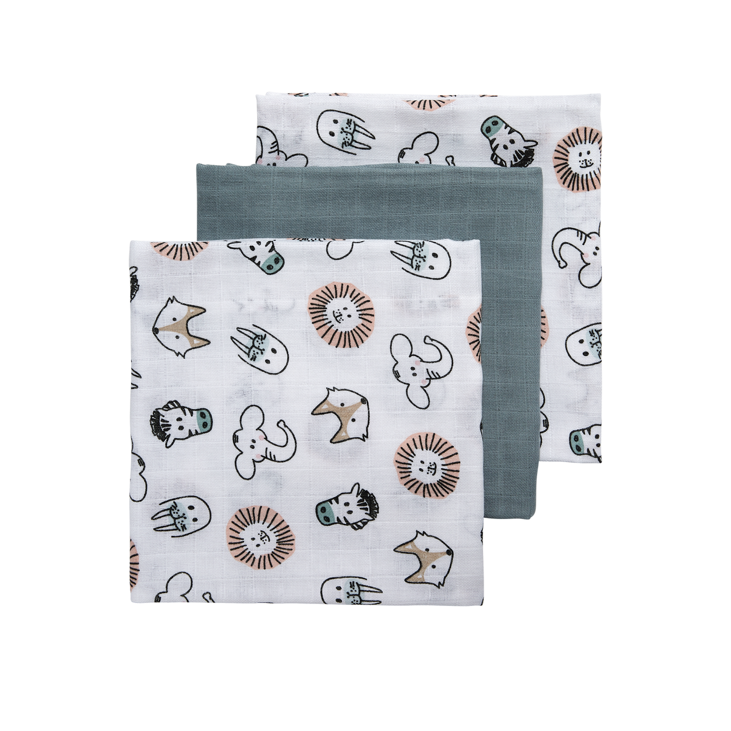 Hydrofiele doek Animal Multicolour - 70x70cm (3-pack)