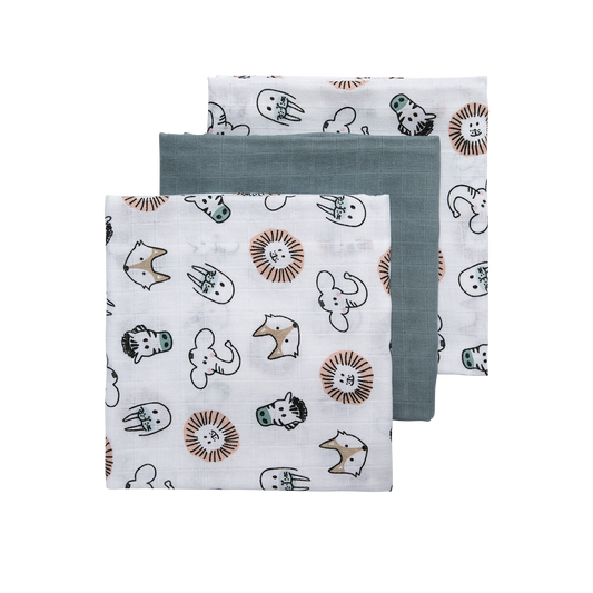 Hydrofiele doek Animal Multicolour - 70x70cm (3-pack)