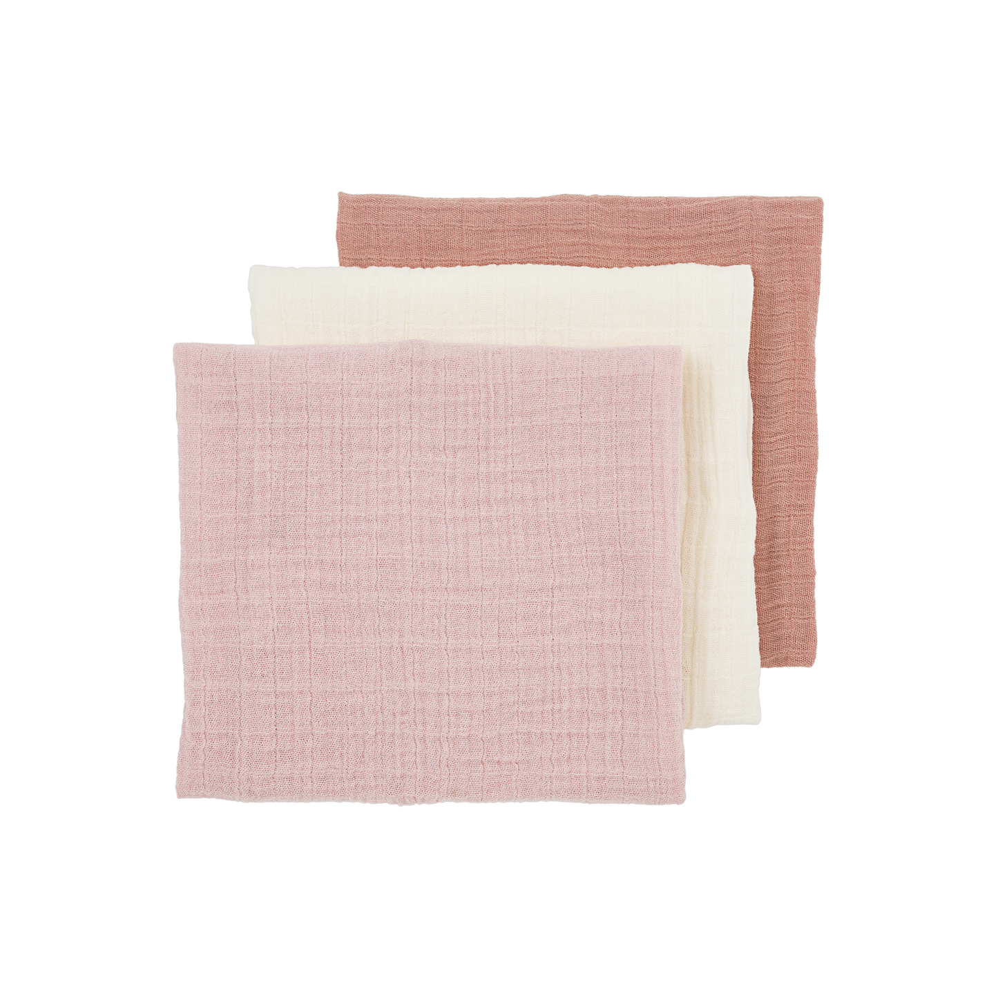 Hydrofiele doek pre-washed soft rose/rose/natural (70x70) (3pack)
