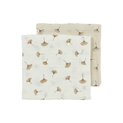 Hydrofiele doek Ginkgo Pre-washed off-white/sand (2pack) (70x70)