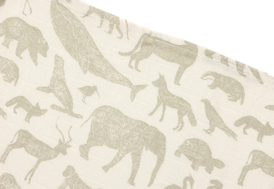 Hydrofiele Doek Small 70x70cm Animals Olive Green (3pack)