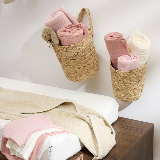 Hydrofiele doek pre-washed soft rose/rose/natural (70x70) (3pack)