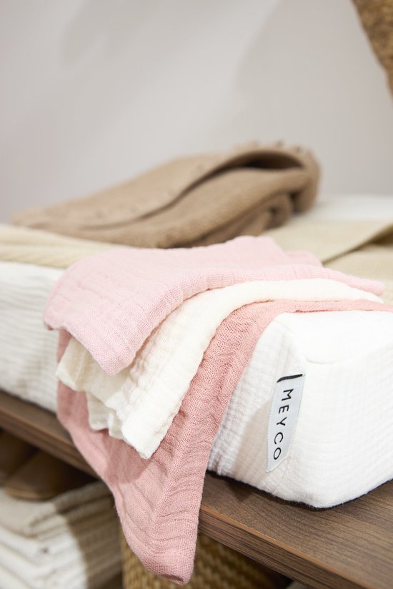 Hydrofiele doek pre-washed soft rose/rose/natural (70x70) (3pack)