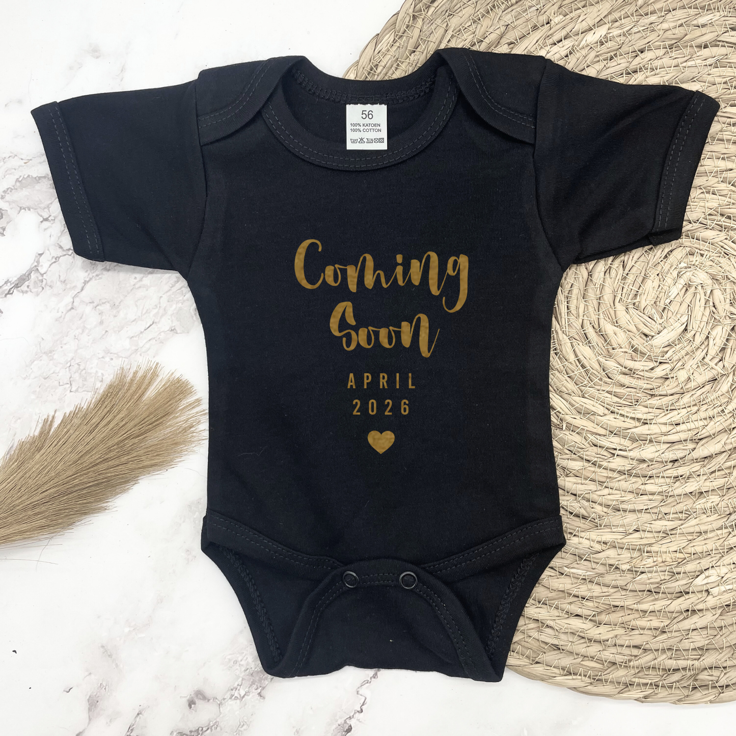 Zwangerschapsaankondiging "COMING SOON" rompertje (met datum)