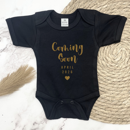 Zwangerschapsaankondiging "COMING SOON" rompertje (met datum)