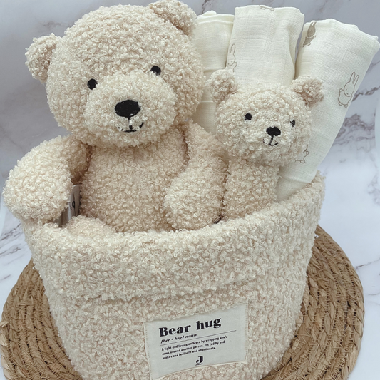 Kraamcadeau uni Teddy Bear (Natural) met commodemandje