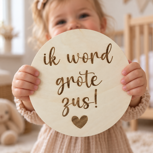 Ik word grote zus houten bordje (Ø20)