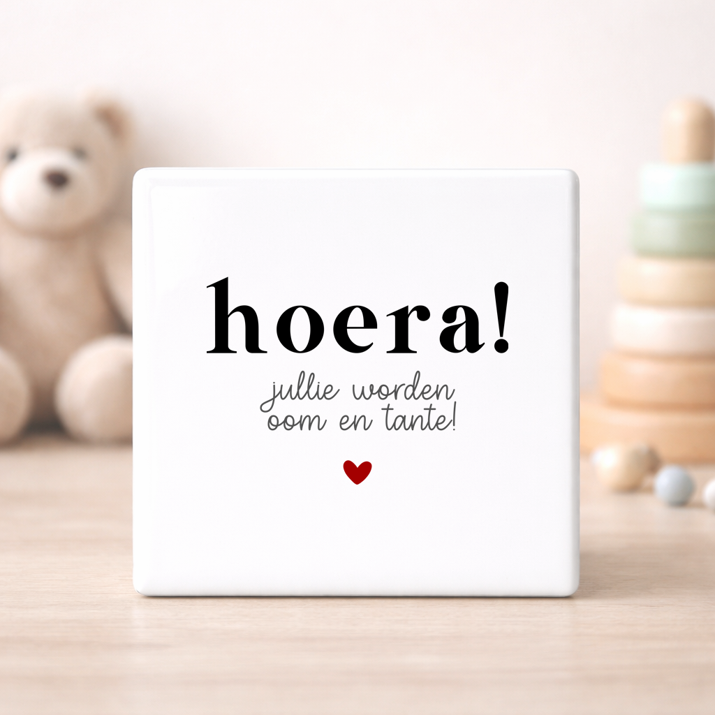 Hoera! Jullie worden oom en tante tegeltje (15x15cm)