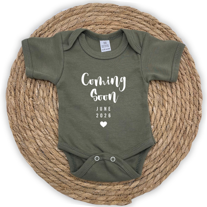 Zwangerschapsaankondiging "COMING SOON" rompertje (met datum)