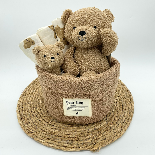 Kraamcadeau uni Teddy Bear (Biscuit) met commodemandje