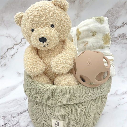 Kraamcadeau uni Teddy Natural met bijtring bal