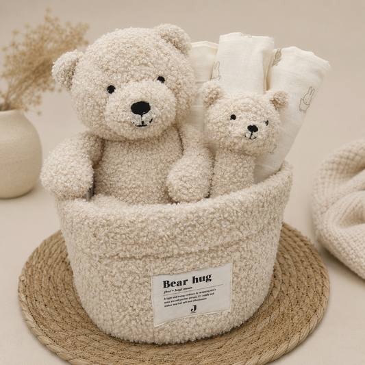 Kraamcadeau uni Teddy Bear (Natural) met commodemandje