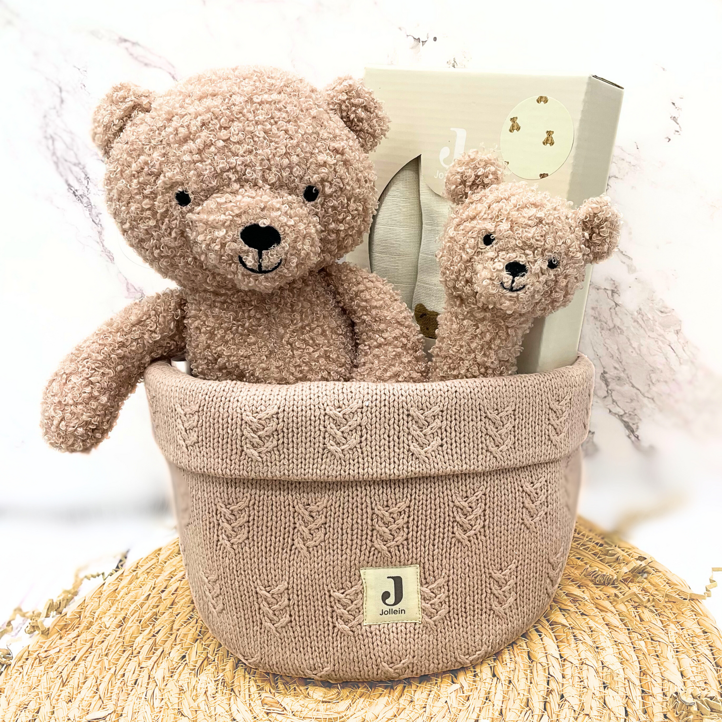 Kraamcadeau uni Teddy Bear (Wild Rose) met commodemandje