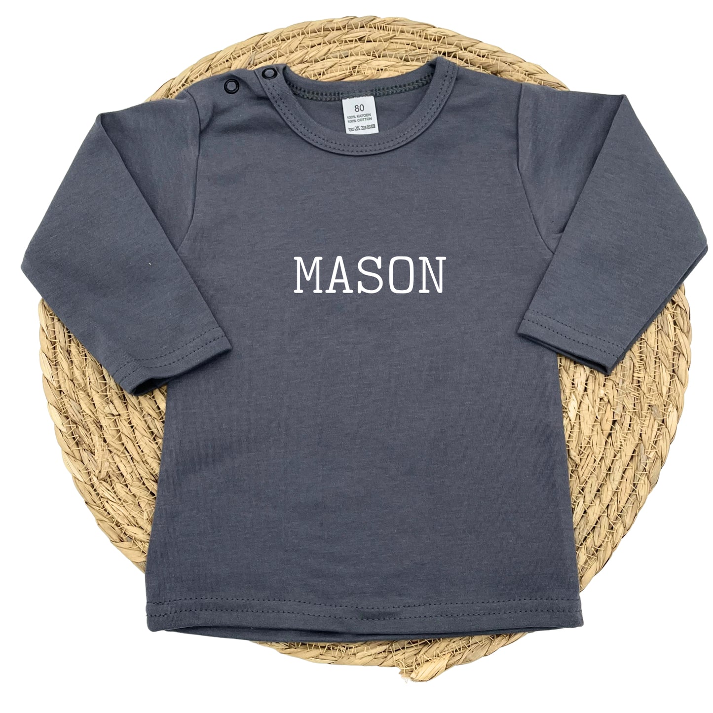 Gepersonaliseerd baby shirt met lange mouw "Script"