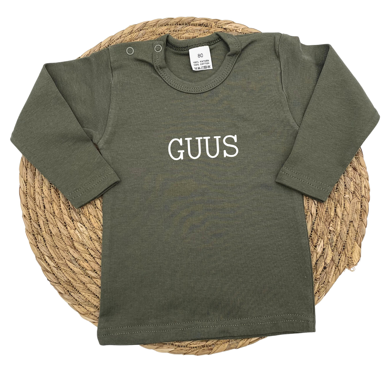 Gepersonaliseerd baby shirt met lange mouw "Script"