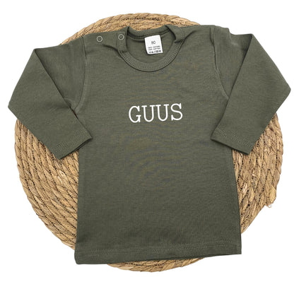 Gepersonaliseerd baby shirt met lange mouw "Script"