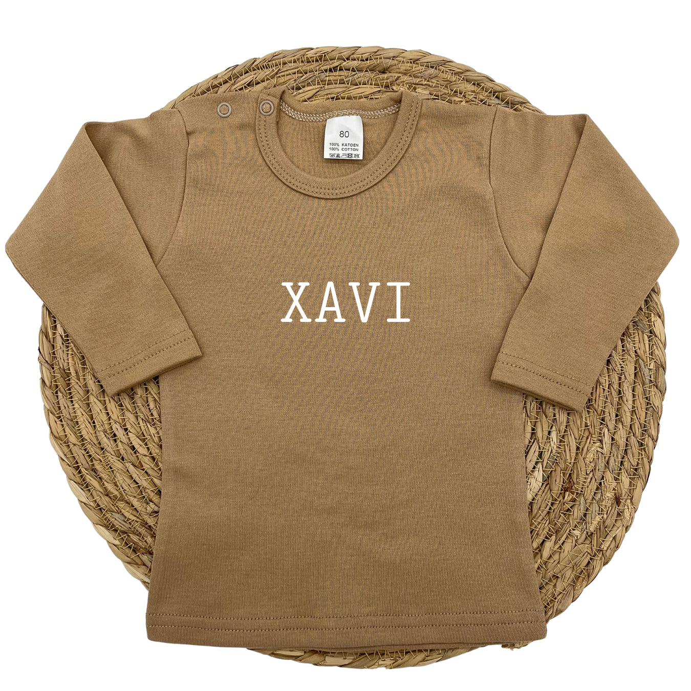 Gepersonaliseerd baby shirt met lange mouw "Script"