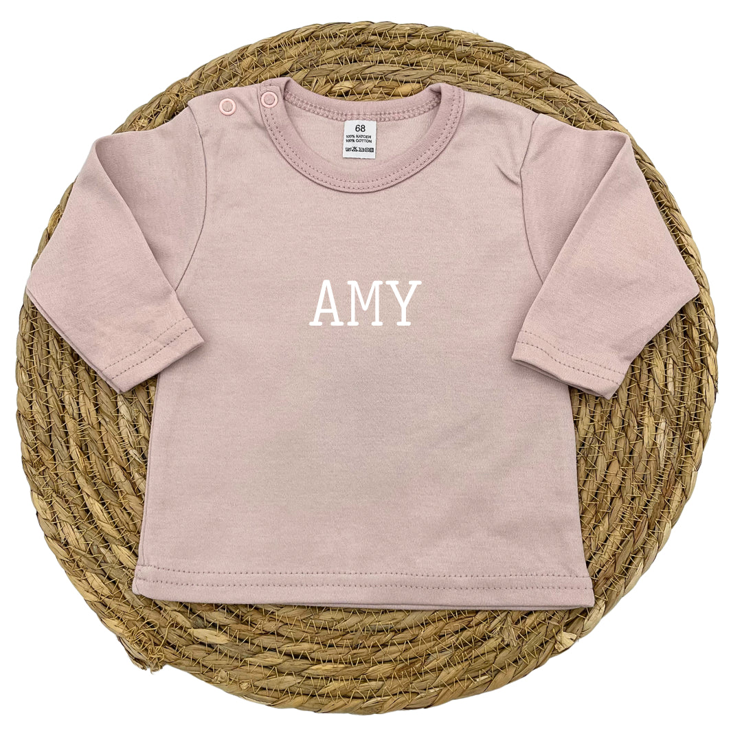 Gepersonaliseerd baby shirt met lange mouw "Script"