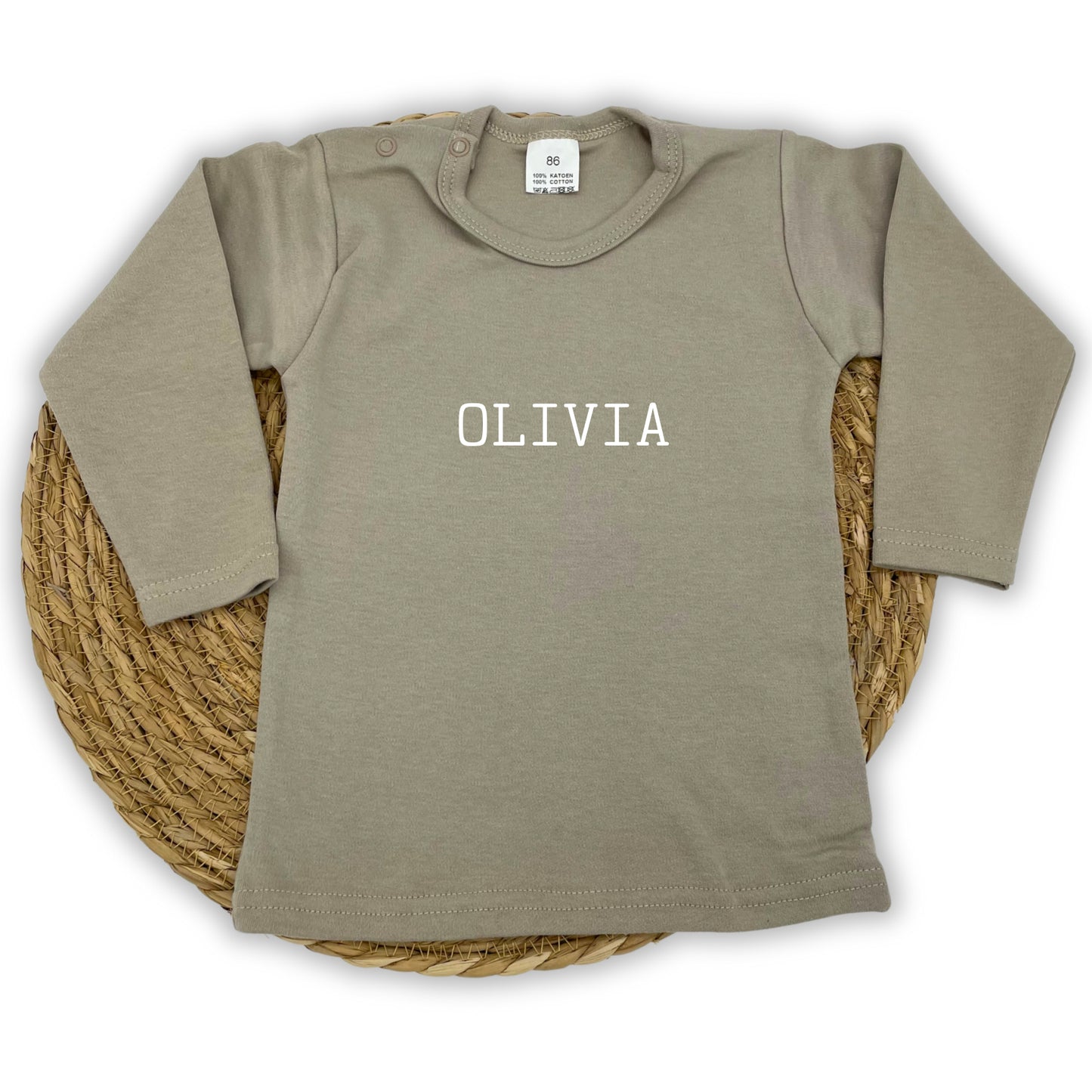 Gepersonaliseerd baby shirt met lange mouw "Script"