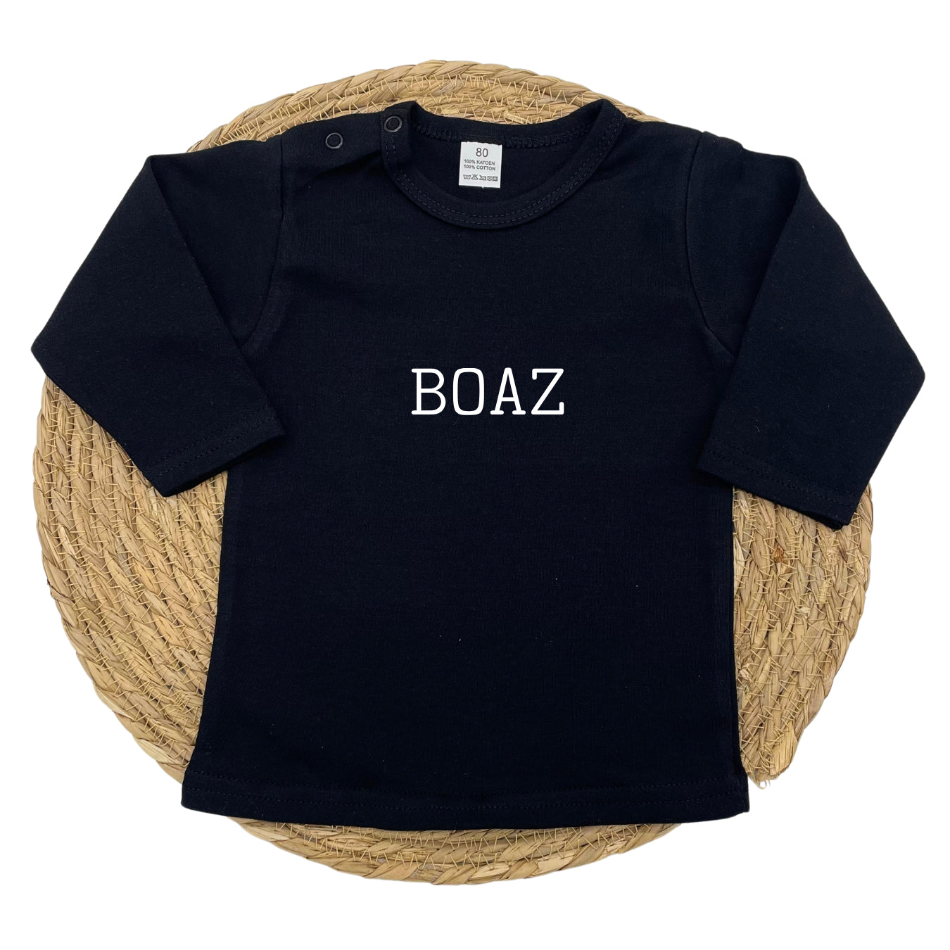 Gepersonaliseerd baby shirt met lange mouw "Script"