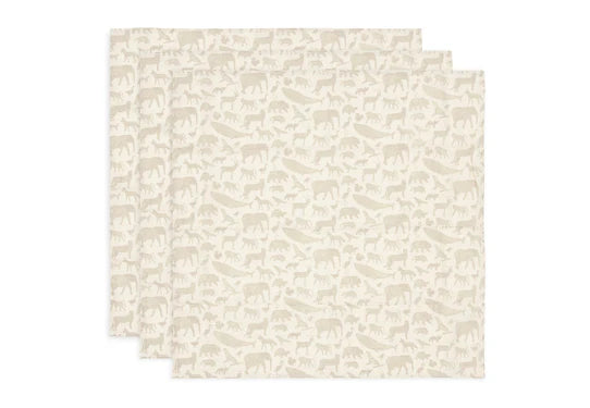 Hydrofiele Doek Small 70x70cm Animals Nougat (3 pack)