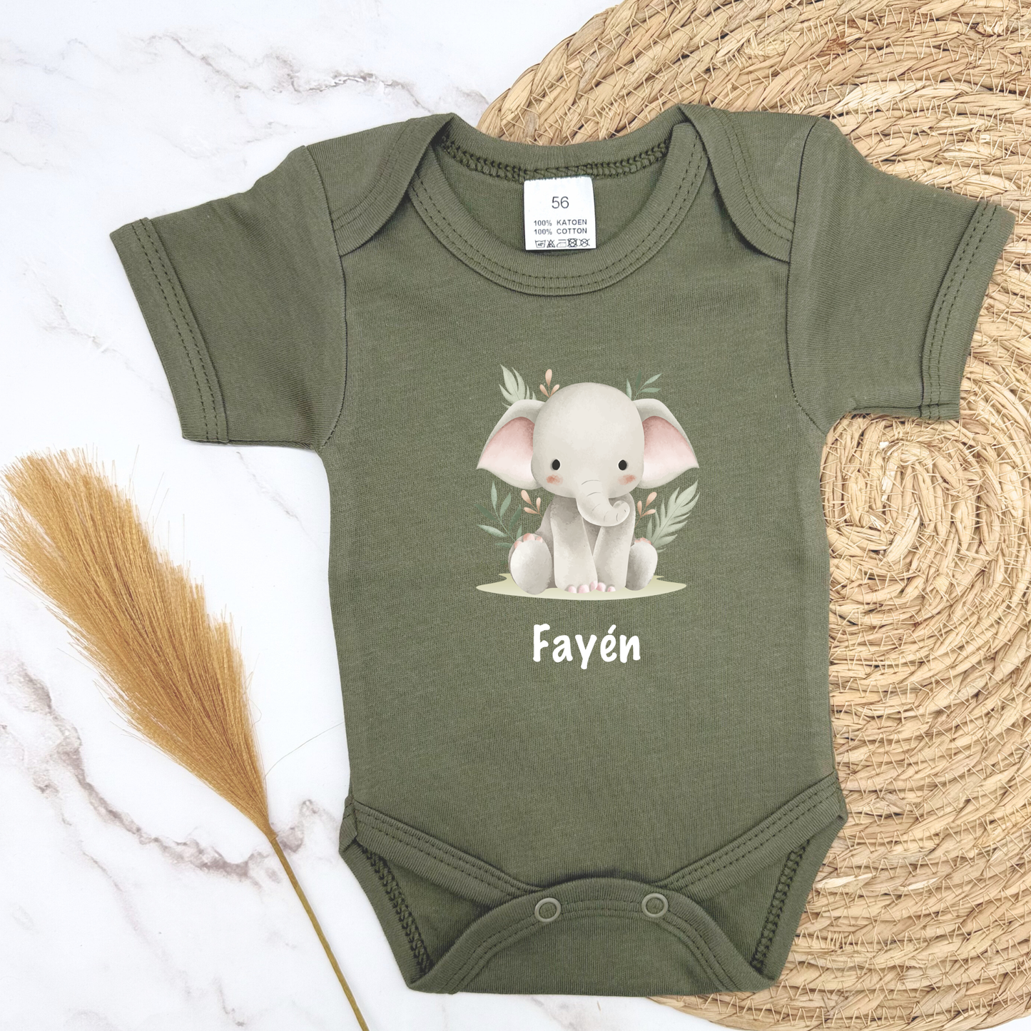 Gepersonaliseerd baby rompertje Olifantje