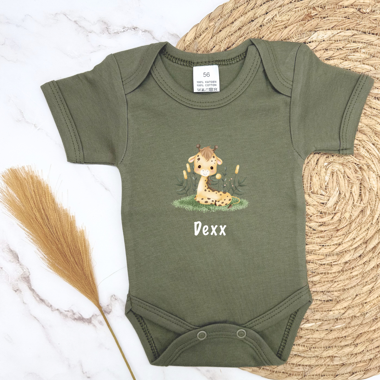 Gepersonaliseerd baby rompertje Giraffe