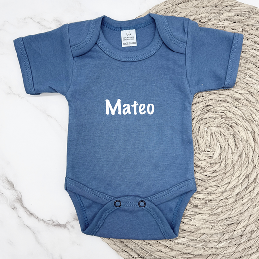 Blauw baby rompertje met naam