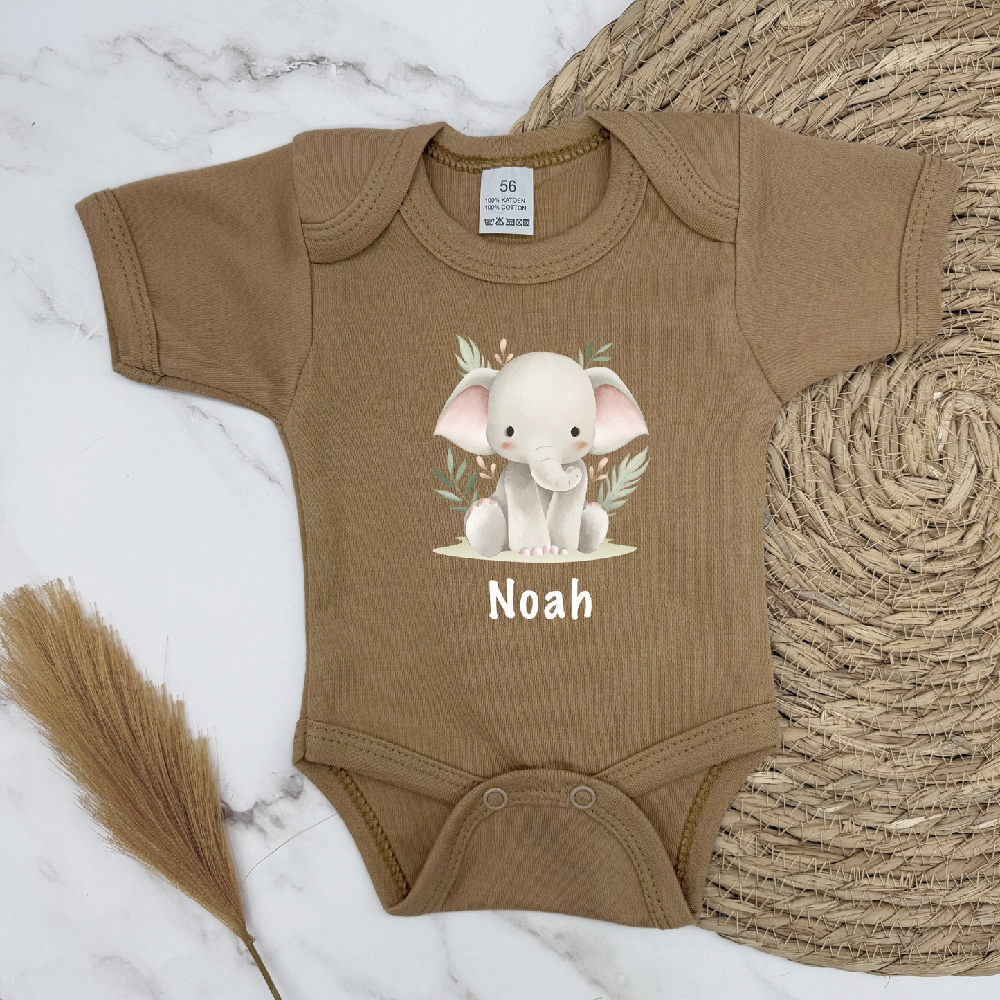 Gepersonaliseerd baby rompertje Olifantje