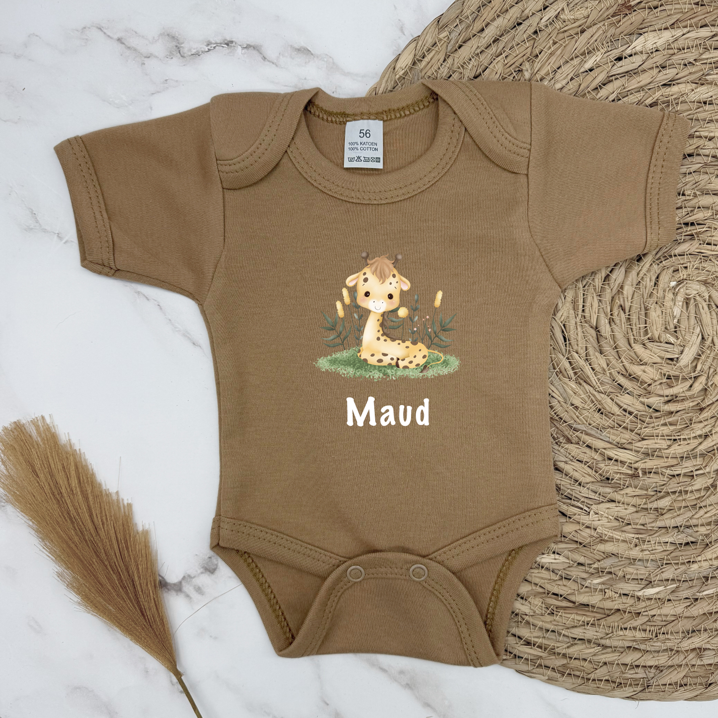 Gepersonaliseerd baby rompertje Giraffe
