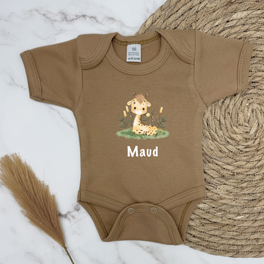 Gepersonaliseerd baby rompertje Giraffe