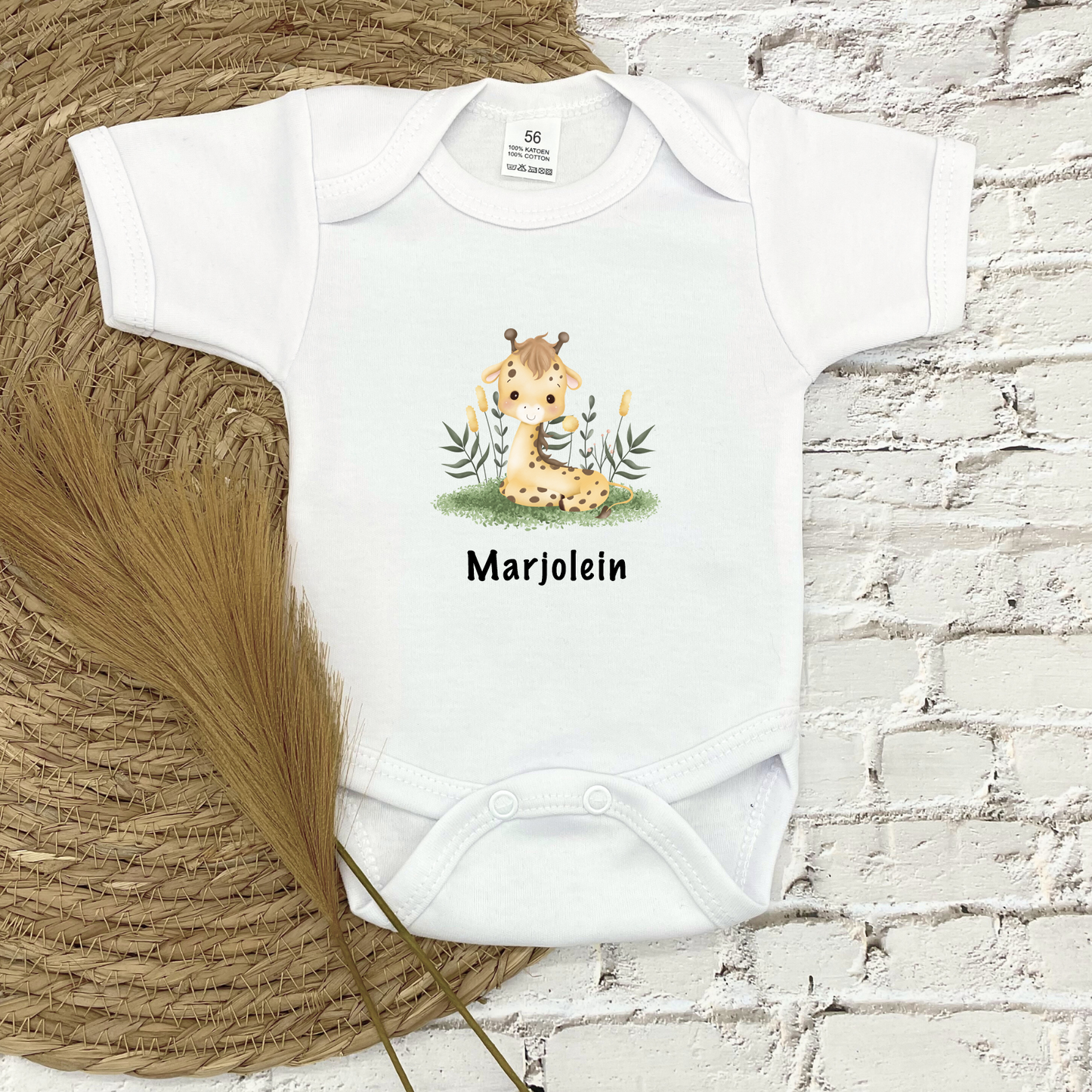 Gepersonaliseerd baby rompertje Giraffe