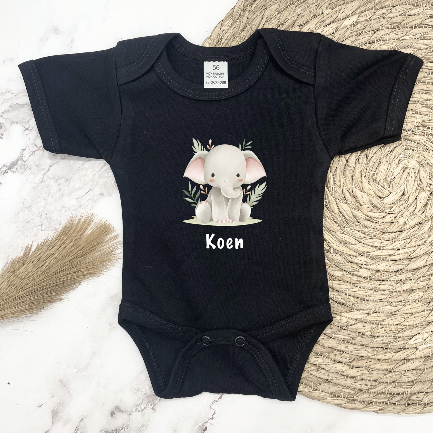 Gepersonaliseerd baby rompertje Olifantje