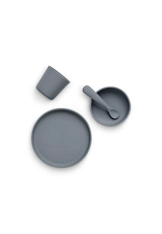 Siliconen baby serviesset Storm Grey