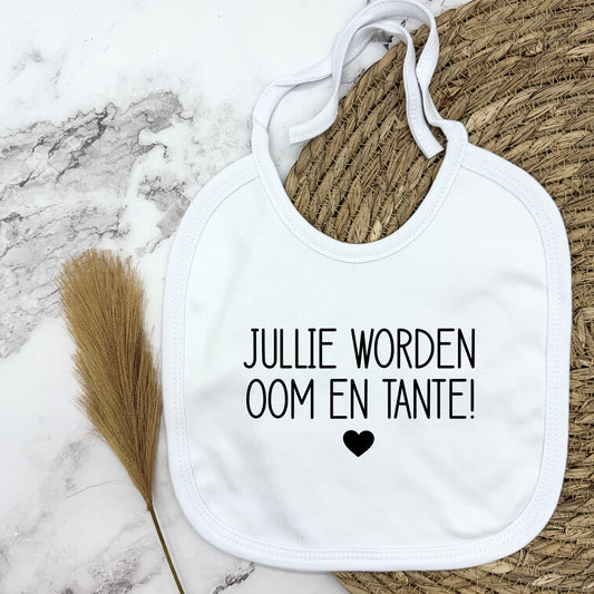 Jullie worden oom en tante! slabbetje met touwtjes