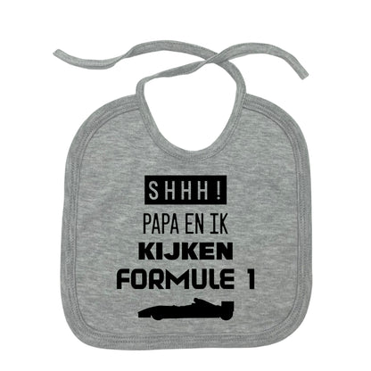 SHHH! Papa en ik kijken formule 1 - slabbetje met touwtjes