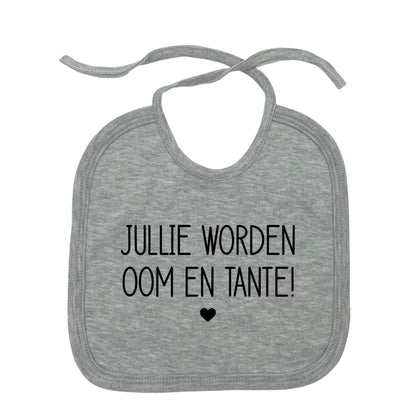 Jullie worden oom en tante! slabbetje met touwtjes