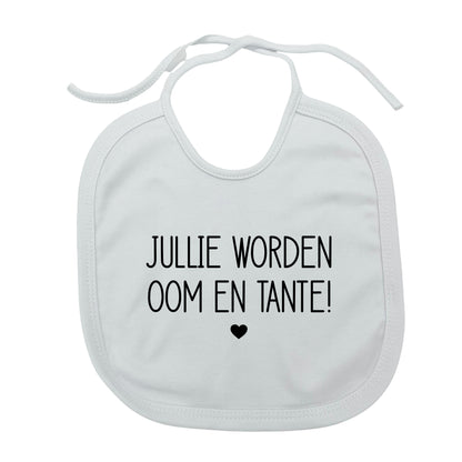 Jullie worden oom en tante! slabbetje met touwtjes