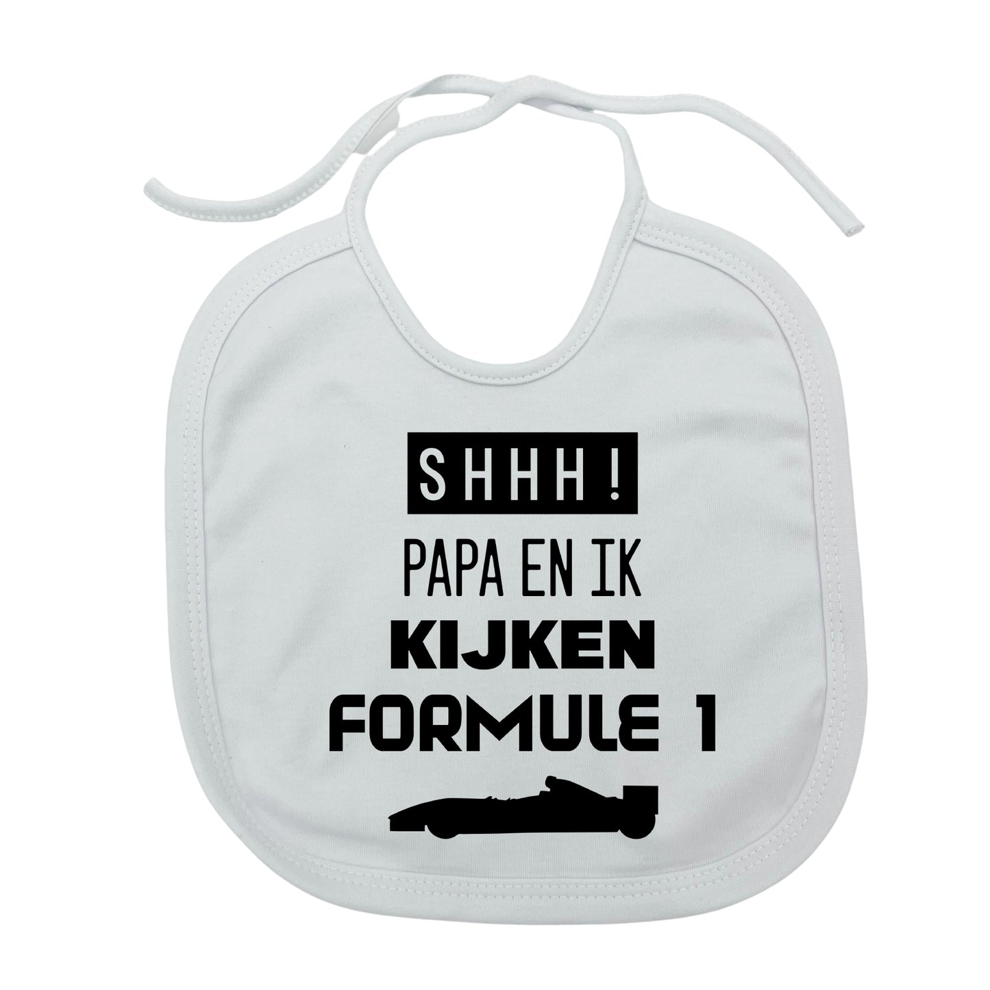 SHHH! Papa en ik kijken formule 1 - slabbetje met touwtjes